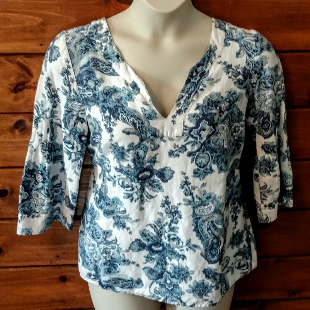 Liz&co cabbage rose paisley blouse